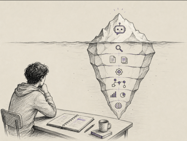 AI adoption as an iceberg — most people are still at the chatbot surface